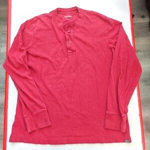 Eddie Bauer Legend Wash T-shirt men's size L burgundy long sleeve button up neck